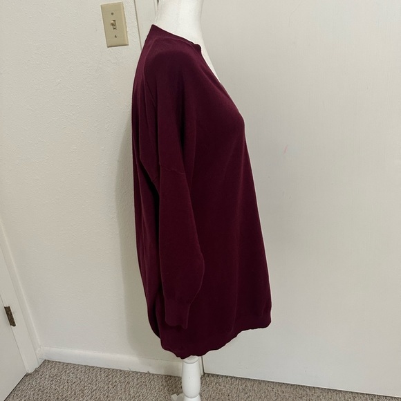 Lulus V-Neck oversized maroon pullover tunic NWT Lounge Cozy Casual Women’s xs/s - Picture 4 of 6